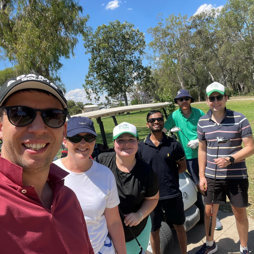 the moree team having a day out playing golf
